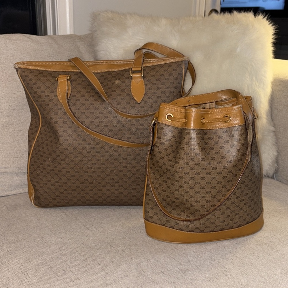 💚❤️SALE Gucci Travel Bag 3 Piece Set Authentic 80's Classic GG Gucci bags💚❤️ - Picture 5 of 17